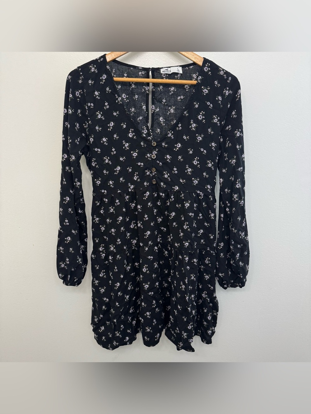 Hollister Black Dress with White Floral Print - Picture 2 of 5